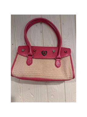 Straw Handbag Beige and Pink Designs
